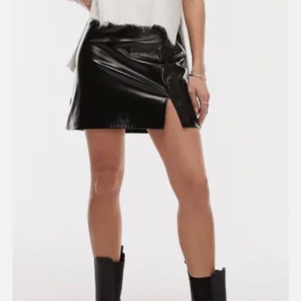 Topshop Patent Leather Black Mini Skirt